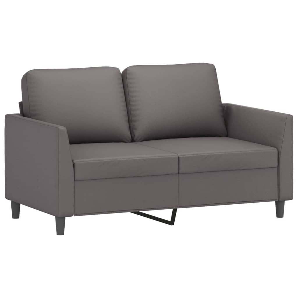 3-dijelni set sofa s jastucima sivi od umjetne kože