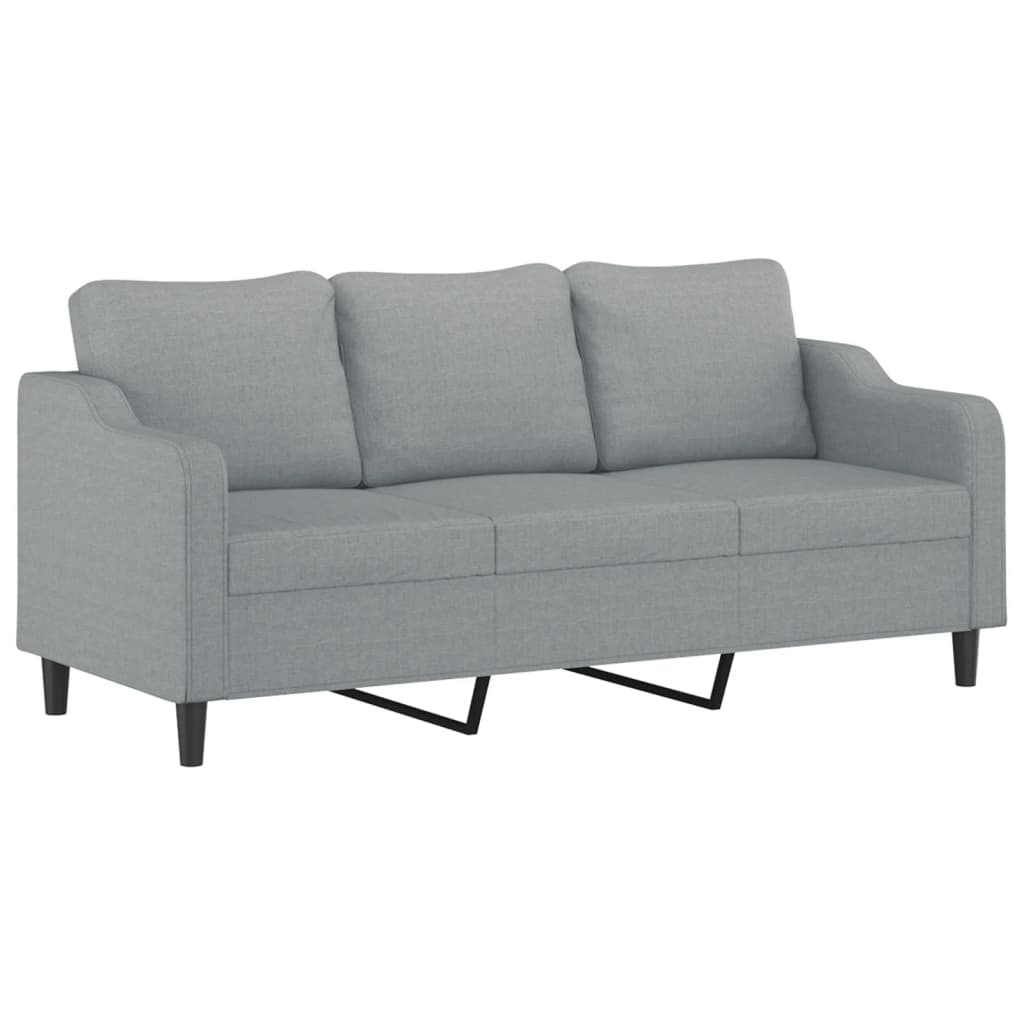 3-dijelni set sofa s jastucima svjetlosivi od tkanine