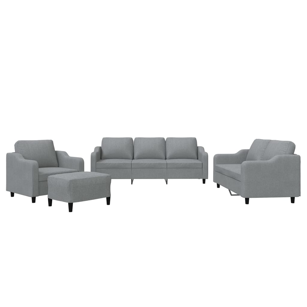 4-dijelni set sofa s jastucima svjetlosivi od tkanine