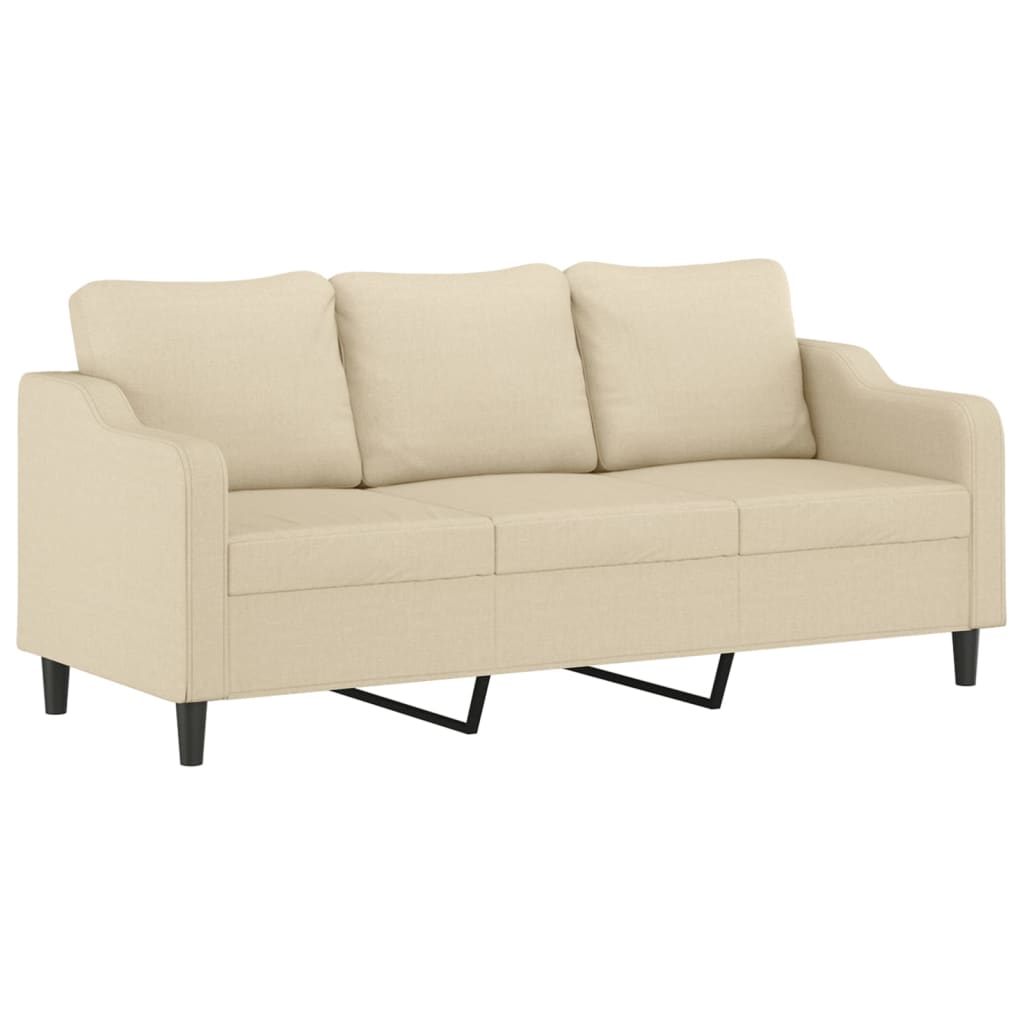 3-dijelni set sofa s jastucima krem od mikrovlakana