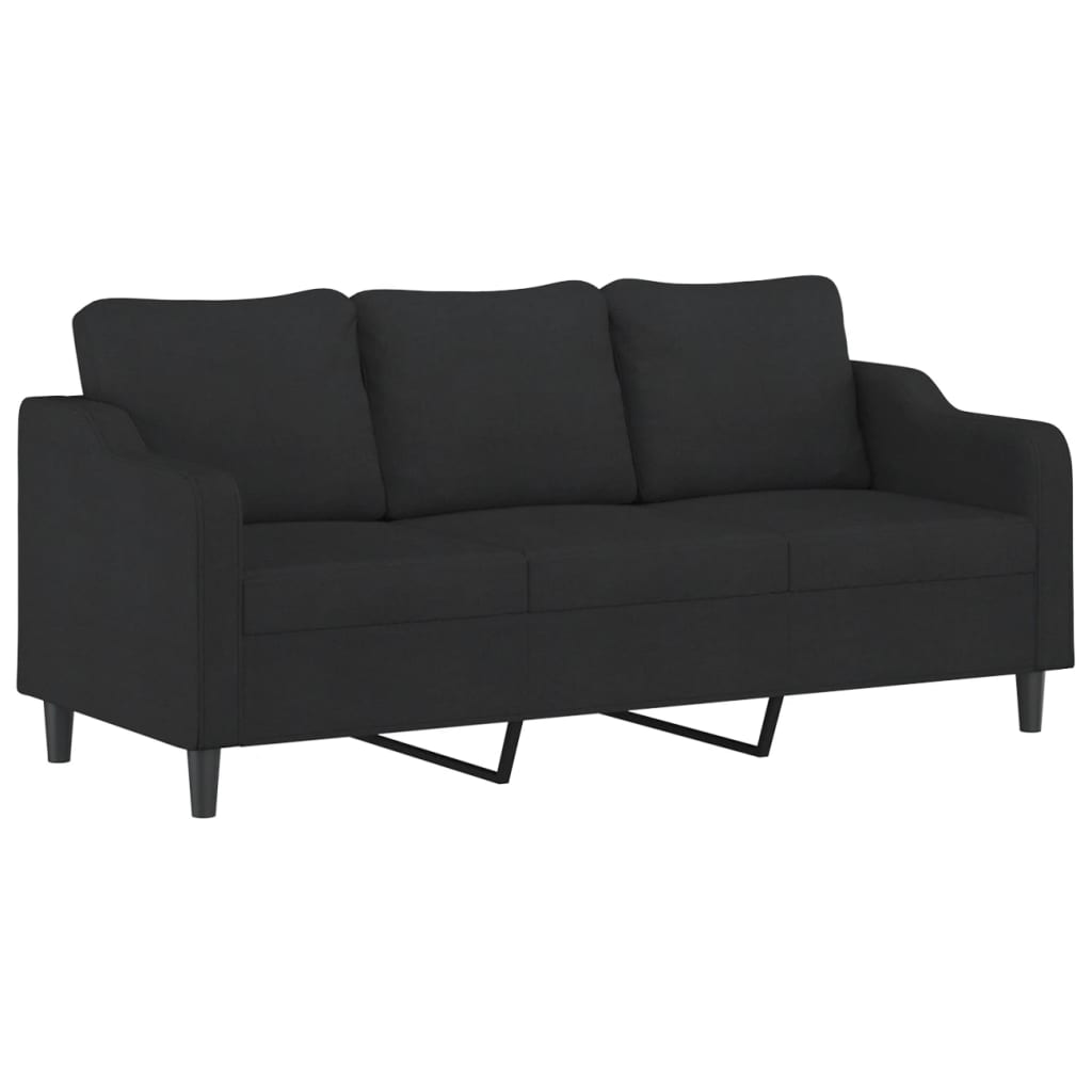 4-dijelni set sofa s jastucima crni od tkanine