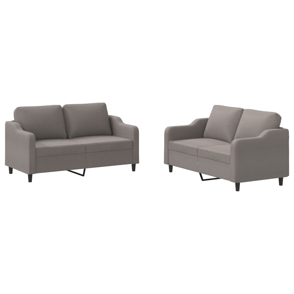 2-dijelni set sofa s jastucima smeđesivi od tkanine