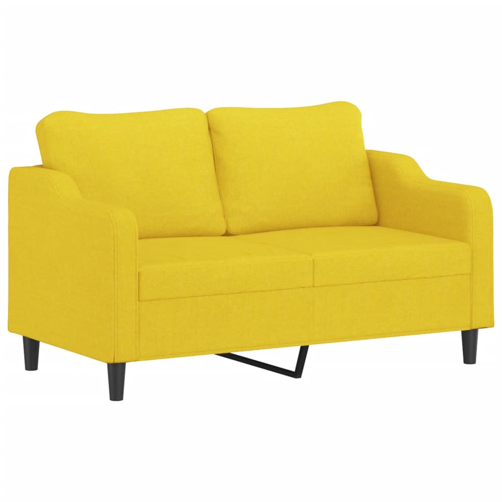 3-dijelni set sofa s jastucima svjetložuti od tkanine
