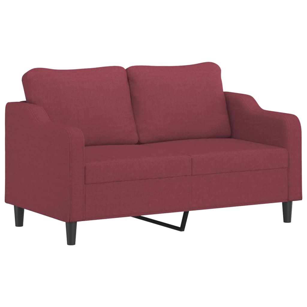 3-dijelni set sofa s jastucima crvena boja vina od tkanine