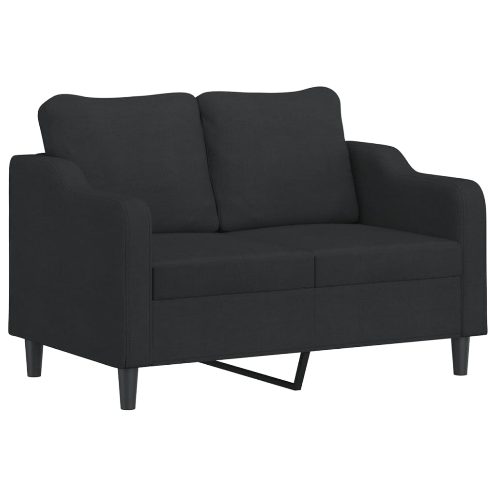 2-dijelni set sofa s jastucima crni od tkanine