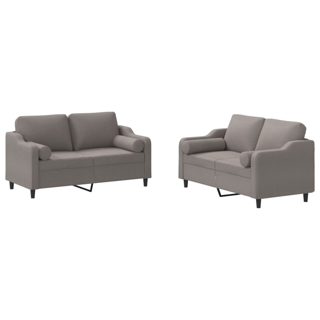 2-dijelni set sofa s jastucima smeđesivi od tkanine