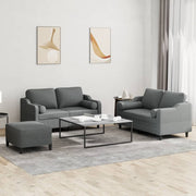 3-dijelni set sofa s jastucima tamnosivi od tkanine
