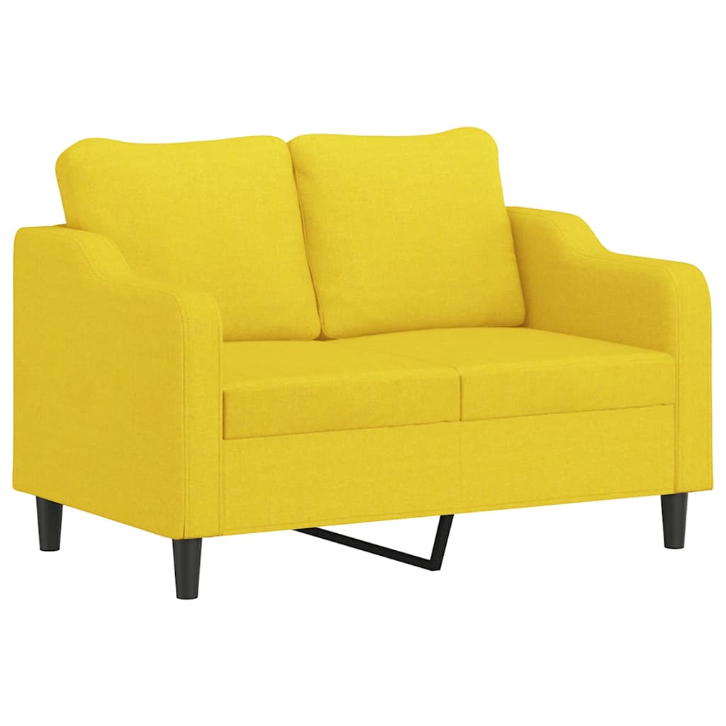 3-dijelni set sofa s jastucima svjetložuti od tkanine