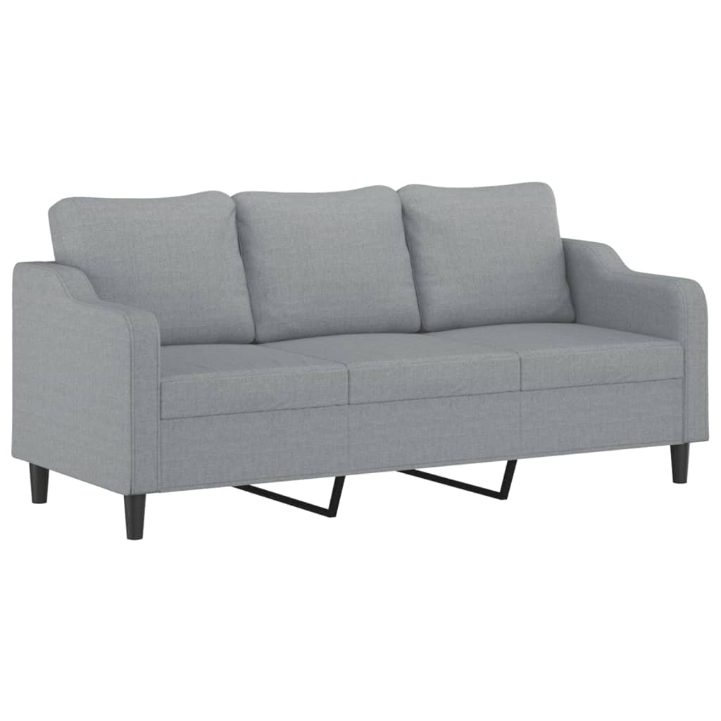3-dijelni set sofa s jastucima svjetlosivi od tkanine