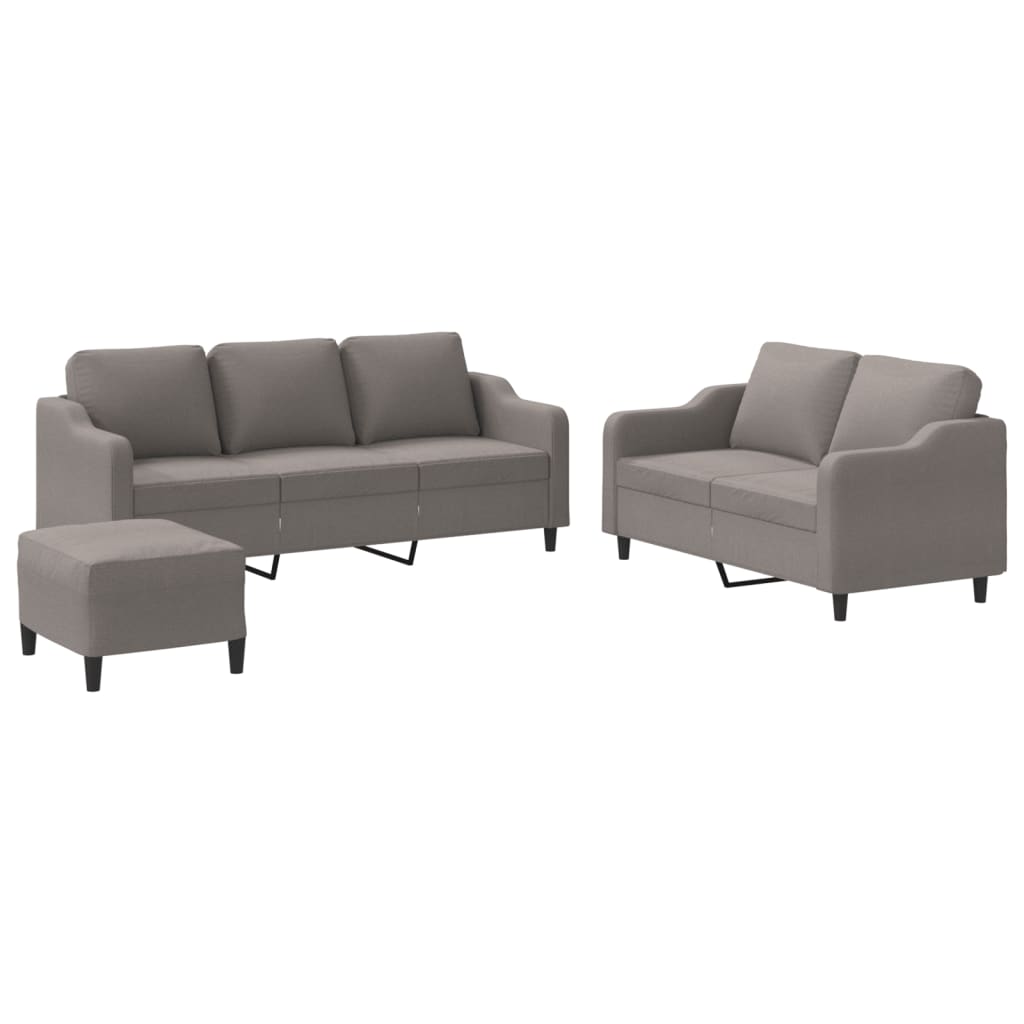 3-dijelni set sofa s jastucima smeđesivi od tkanine
