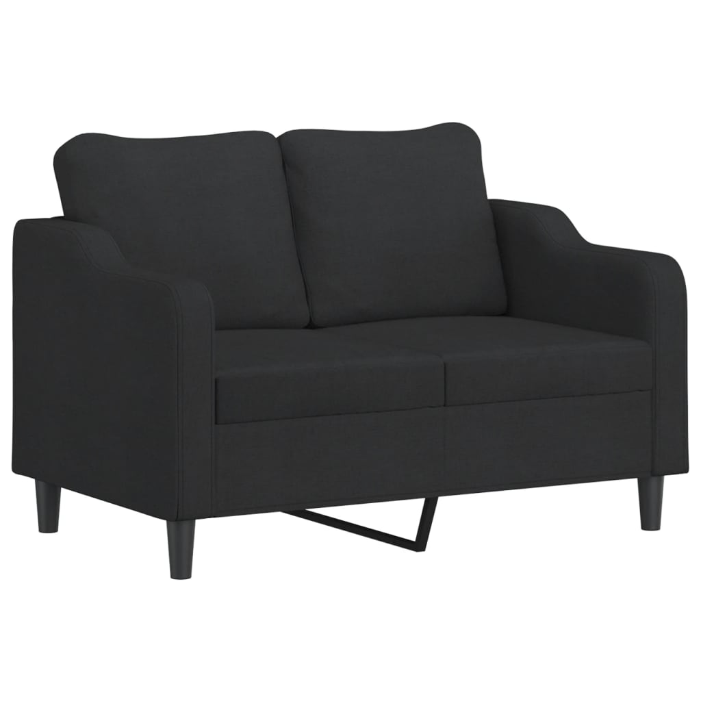 2-dijelni set sofa s jastucima crni od tkanine