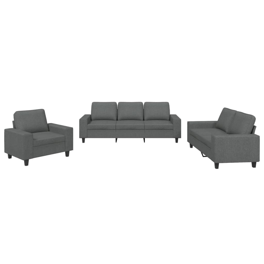 3-dijelni set sofa tamnosivi od tkanine