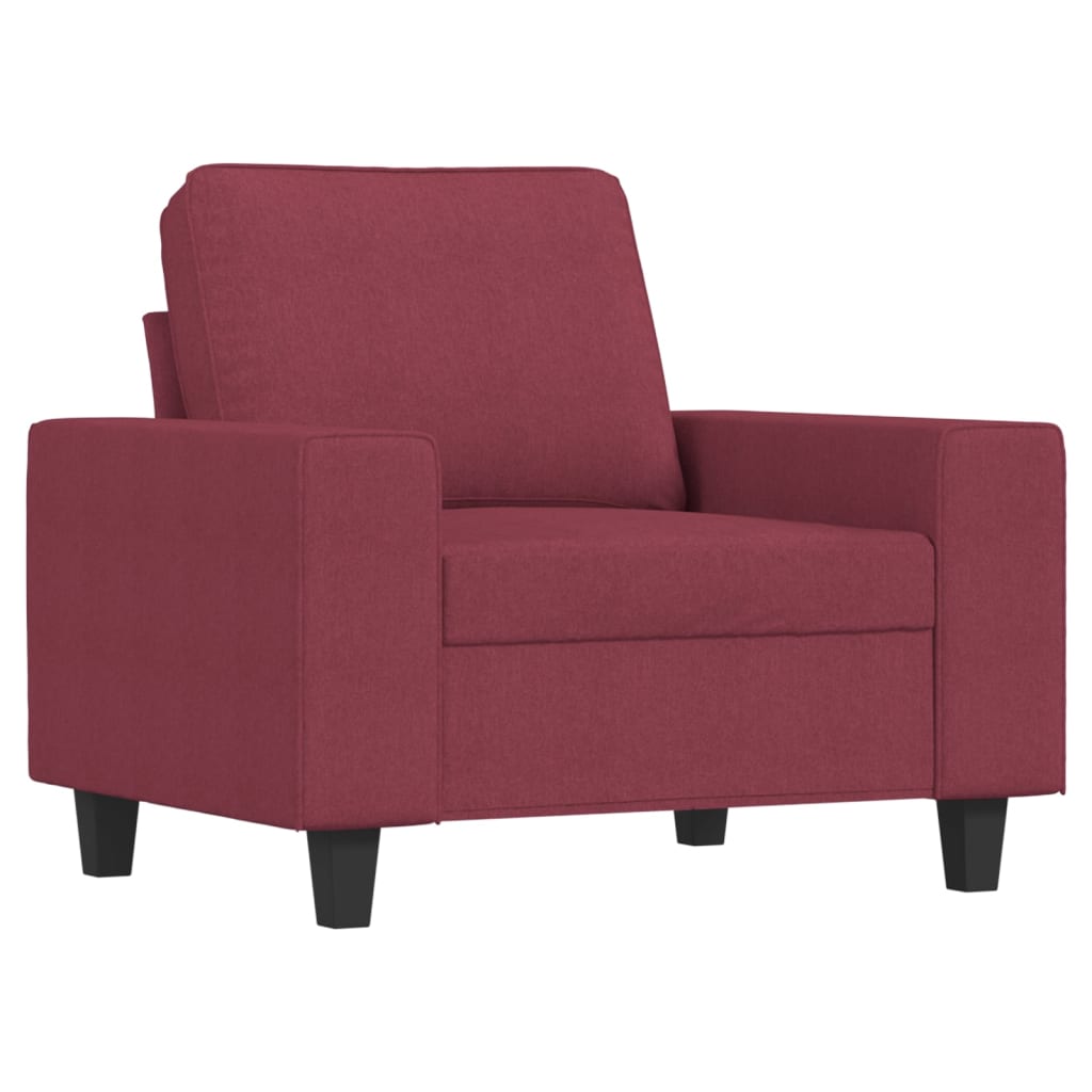 3-dijelni set sofa crvena boja vina od tkanine