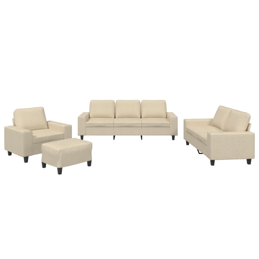 4-dijelni set sofa krem od tkanine