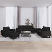 4-dijelni set sofa crni od tkanine