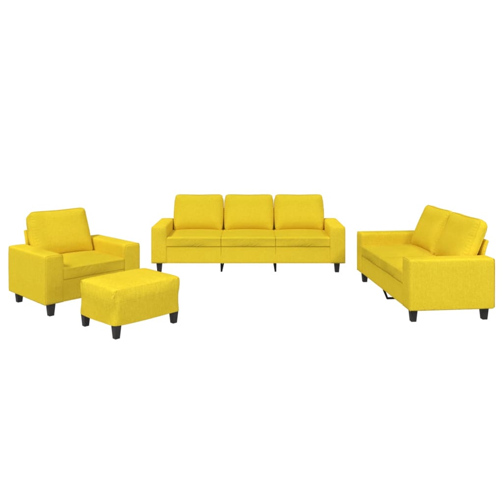 4-dijelni set sofa svjetložuti od tkanine