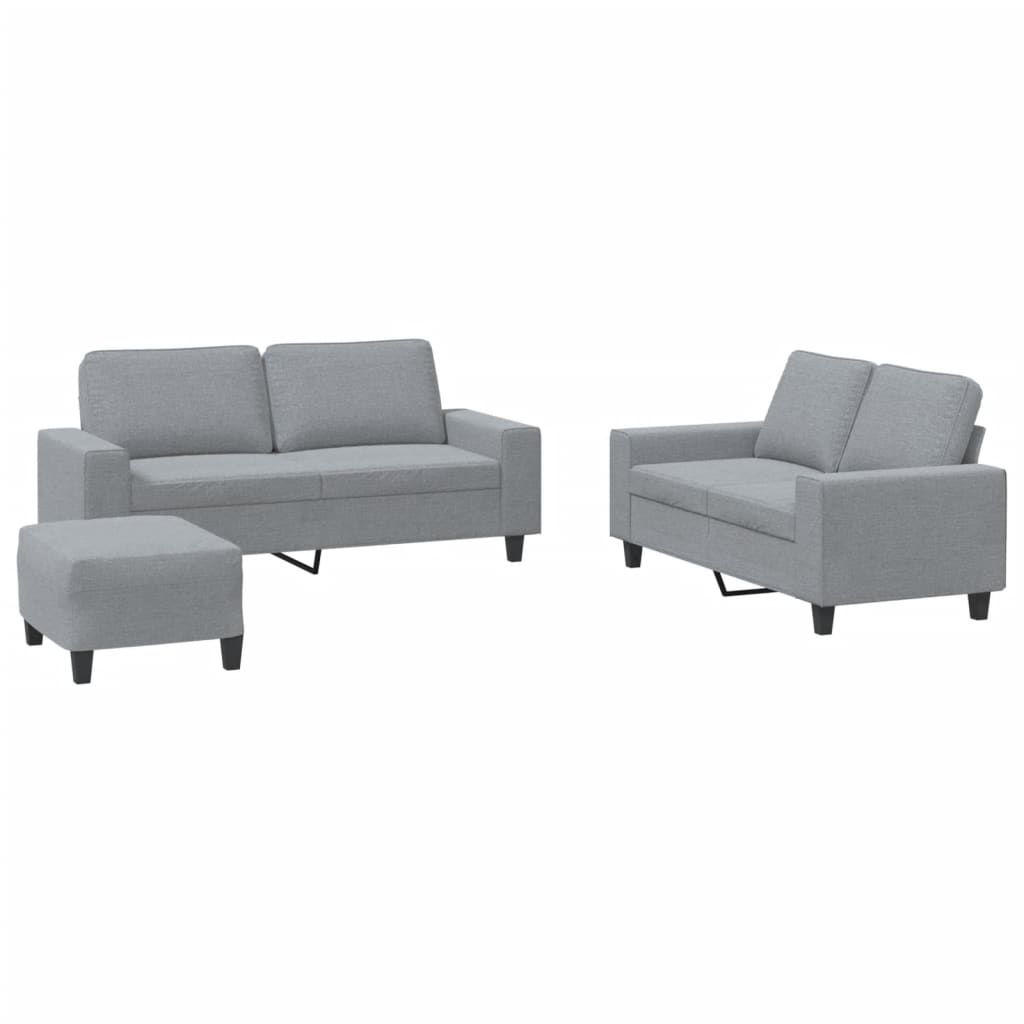 3-dijelni set sofa svjetlosivi od tkanine