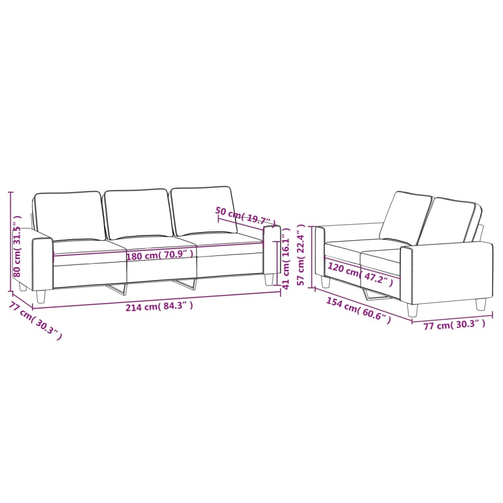 2-dijelni set sofa smeđi od tkanine