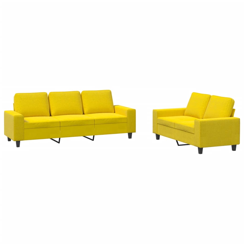 2-dijelni set sofa svjetložuti od tkanine