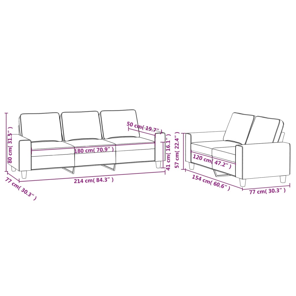 2-dijelni set sofa svjetložuti od tkanine