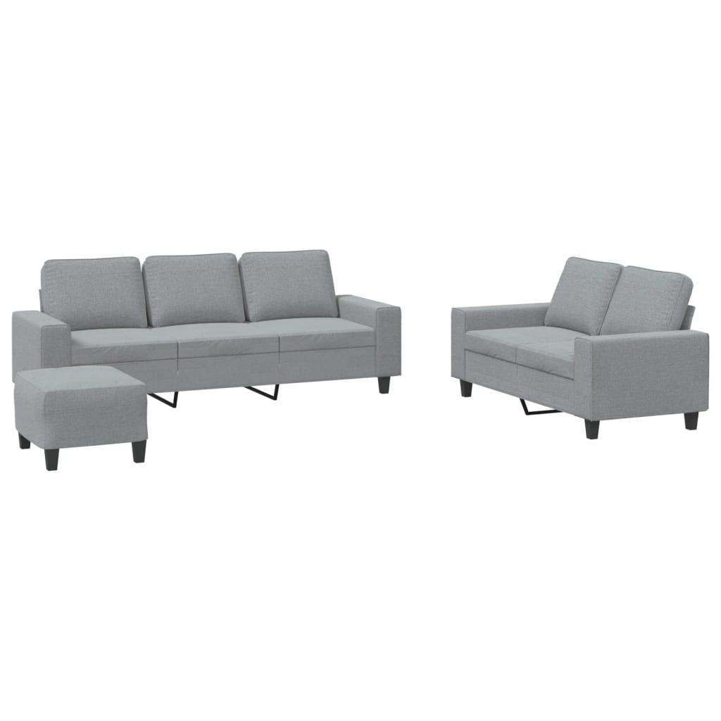 3-dijelni set sofa svjetlosivi od tkanine