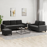 3-dijelni set sofa crni od tkanine