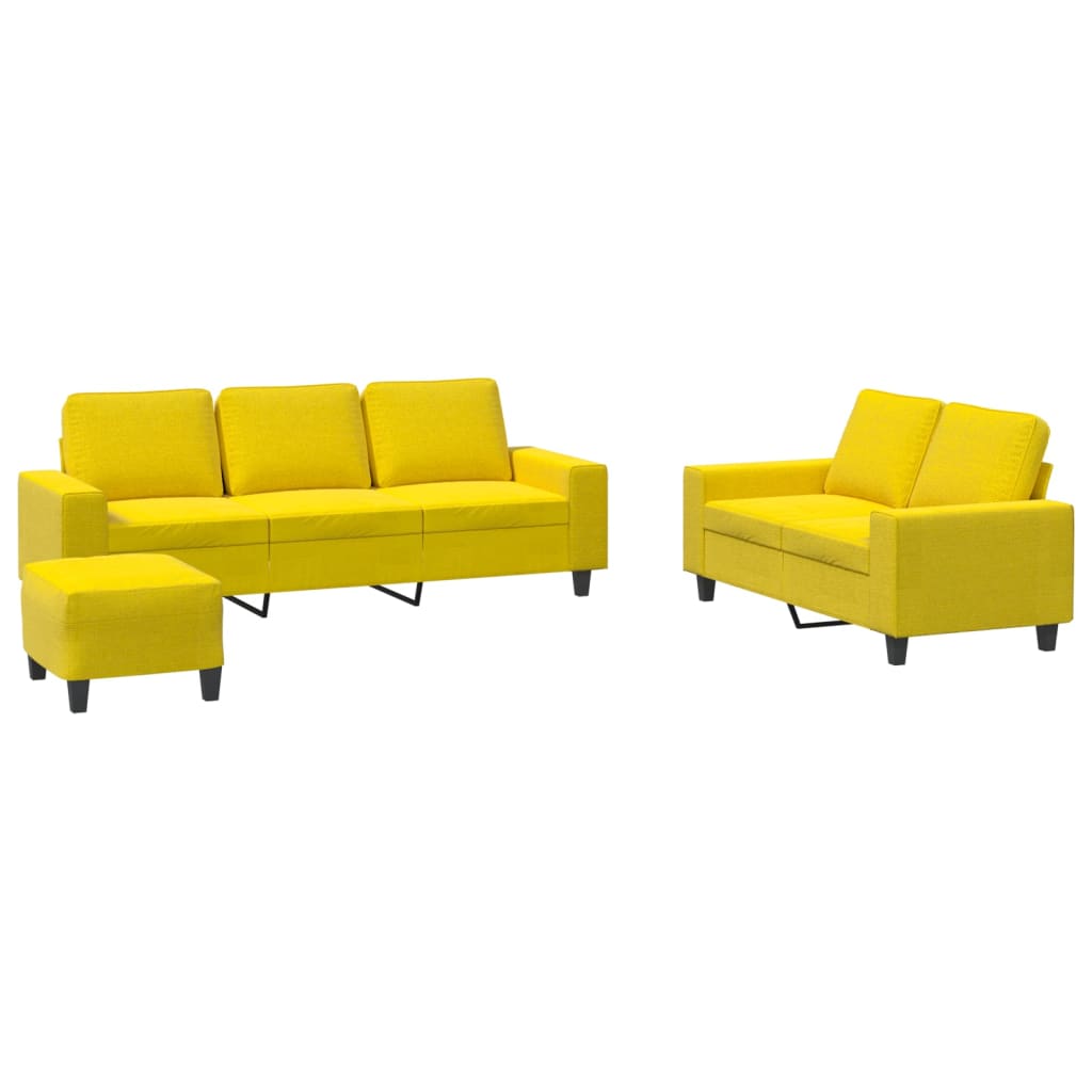 3-dijelni set sofa svjetložuti od tkanine