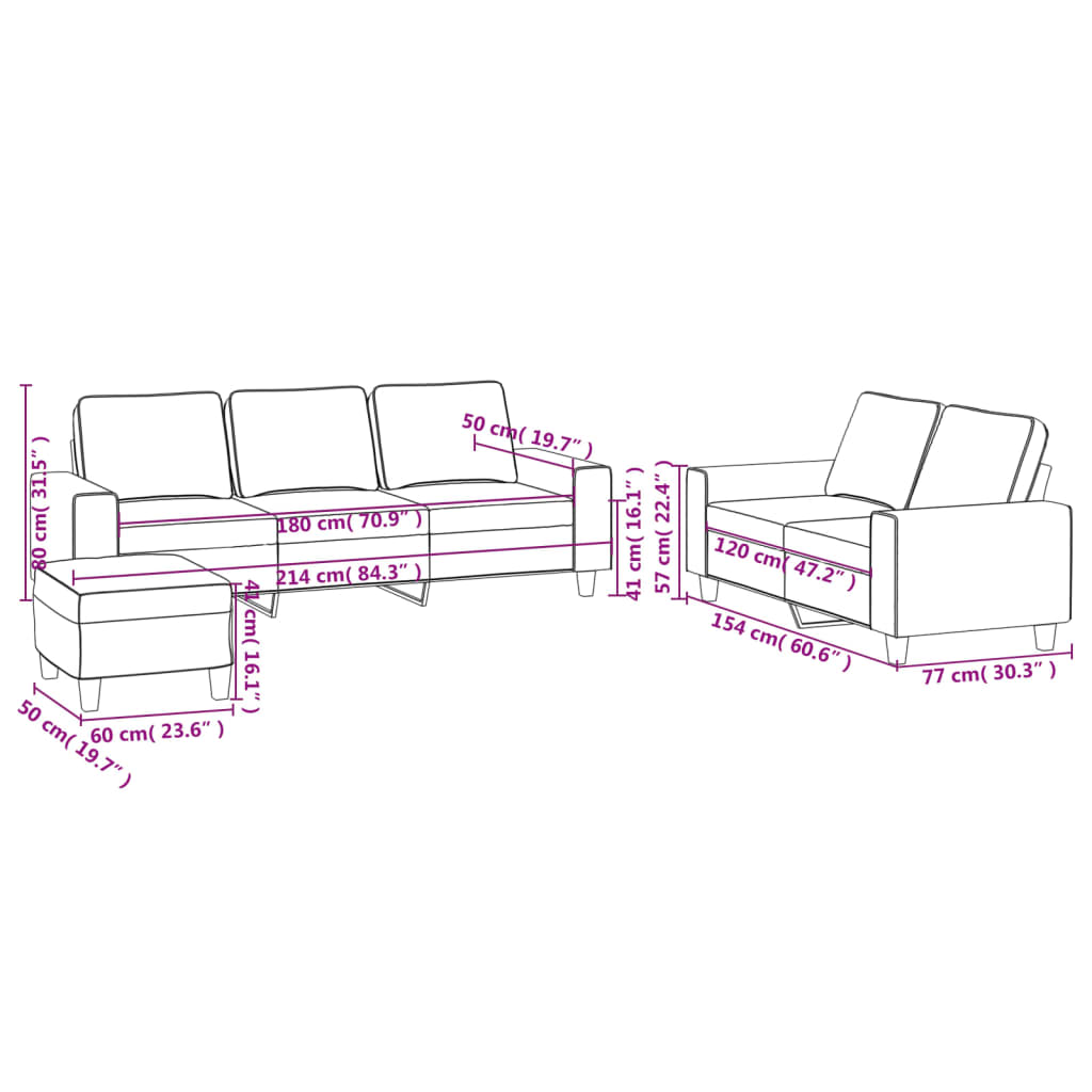 3-dijelni set sofa crvena boja vina od tkanine