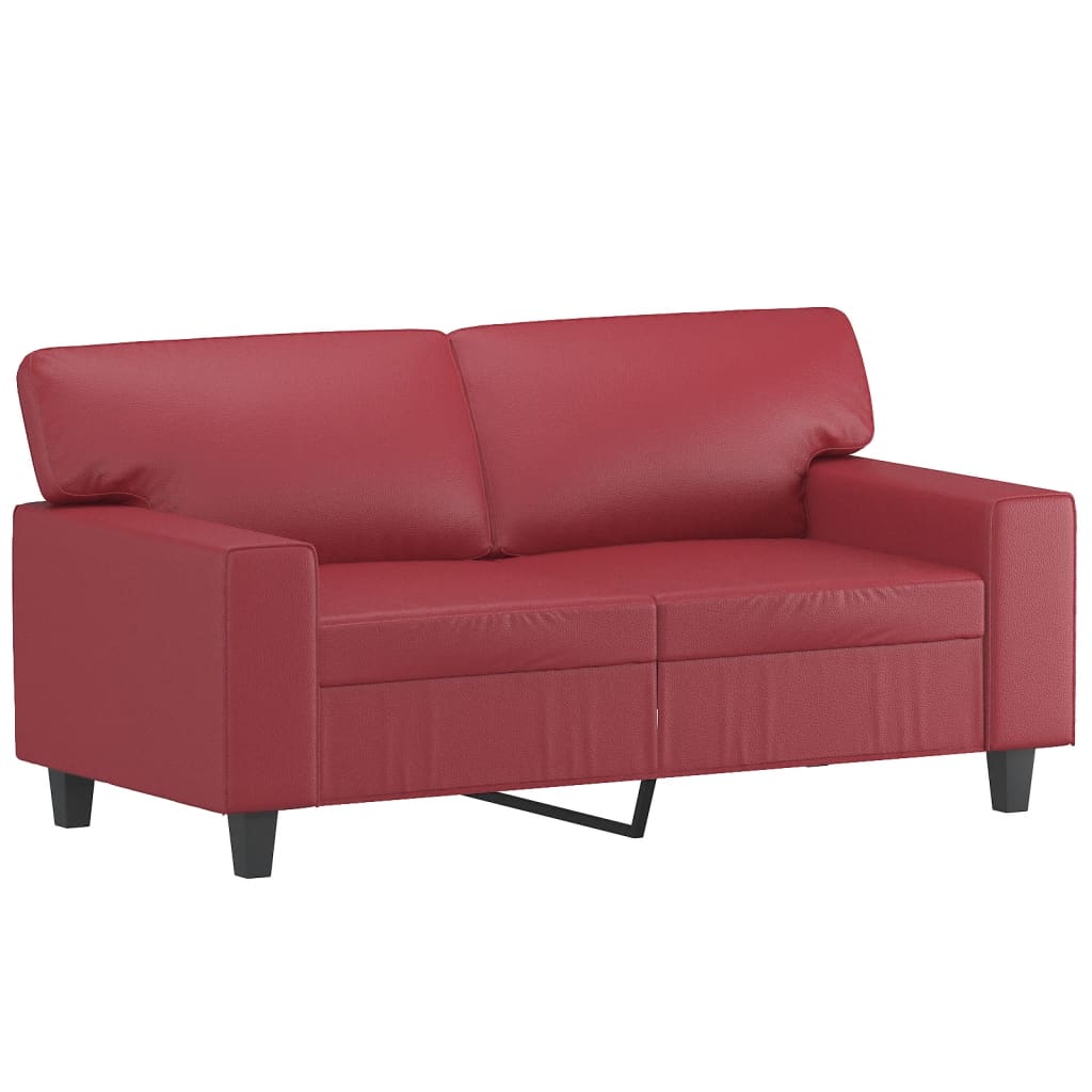 2-dijelni set sofa crvena boja vina od umjetne kože