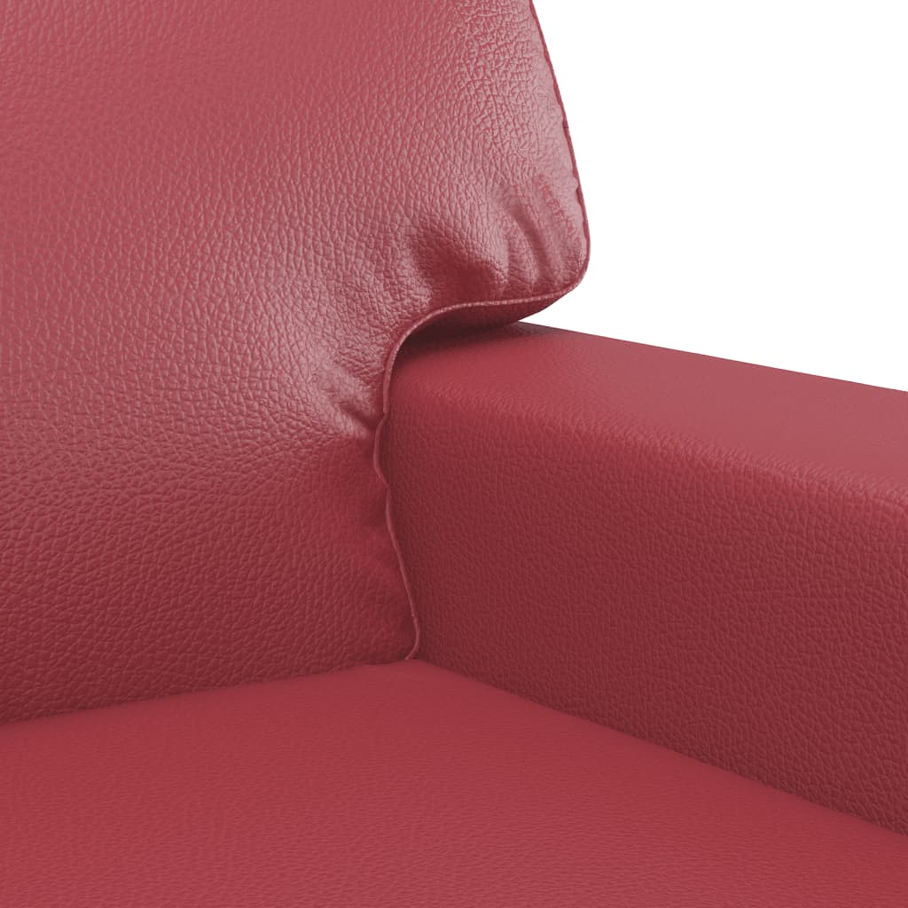 2-dijelni set sofa crvena boja vina od umjetne kože