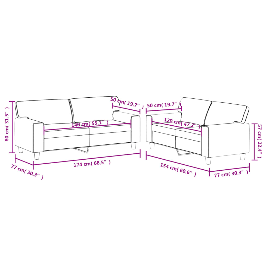 2-dijelni set sofa crvena boja vina od umjetne kože