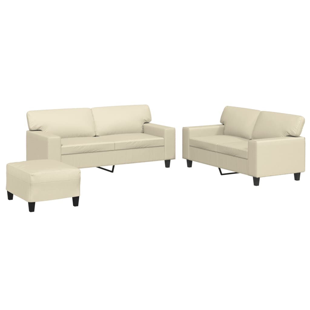 3-dijelni set sofa krem od umjetne kože