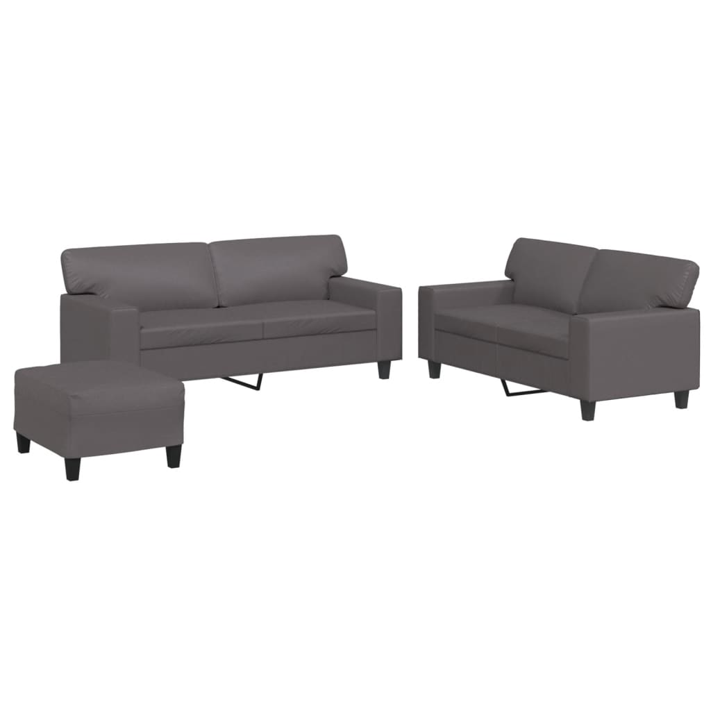 3-dijelni set sofa sivi od umjetne kože