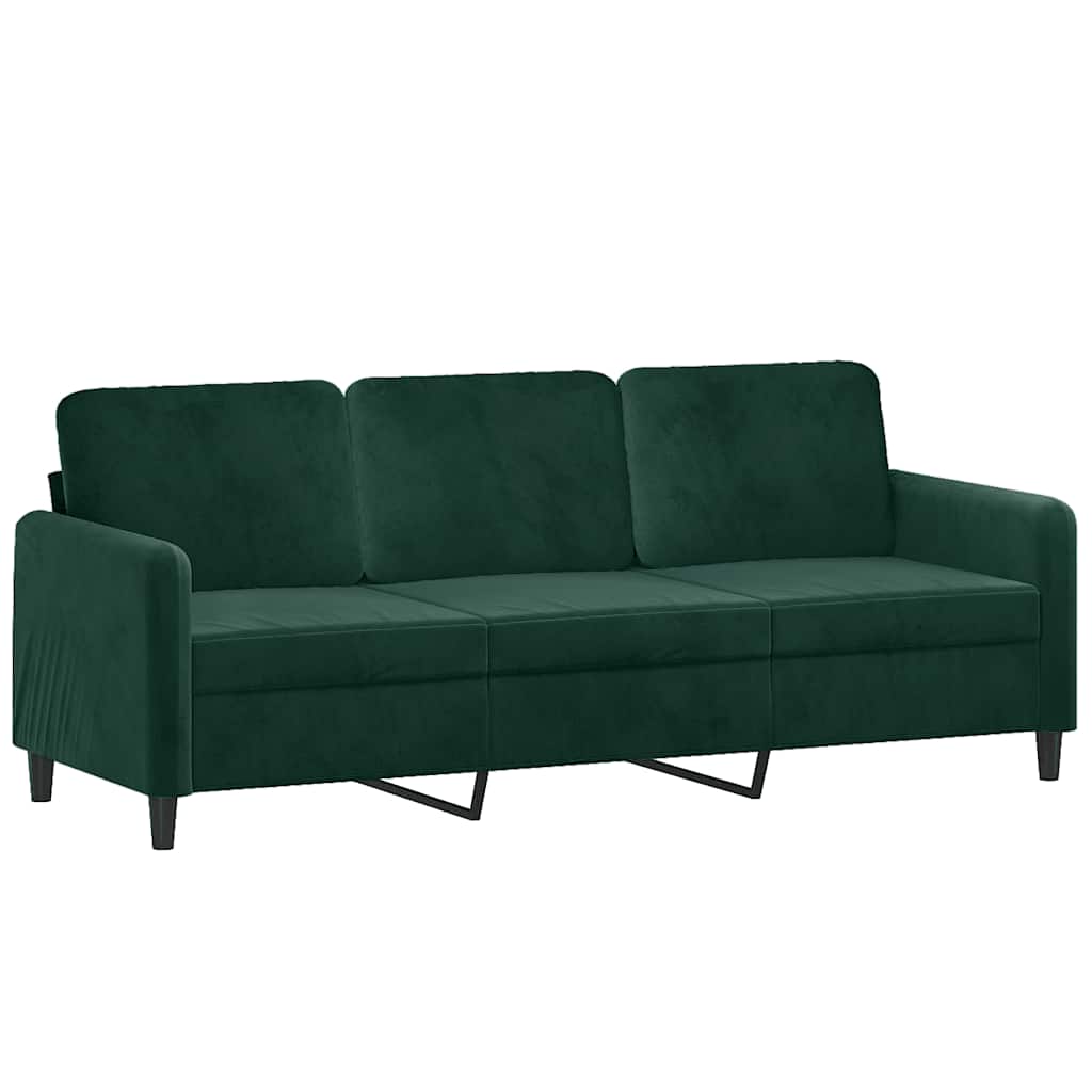 3-dijelni set sofa tamnozeleni baršunasti