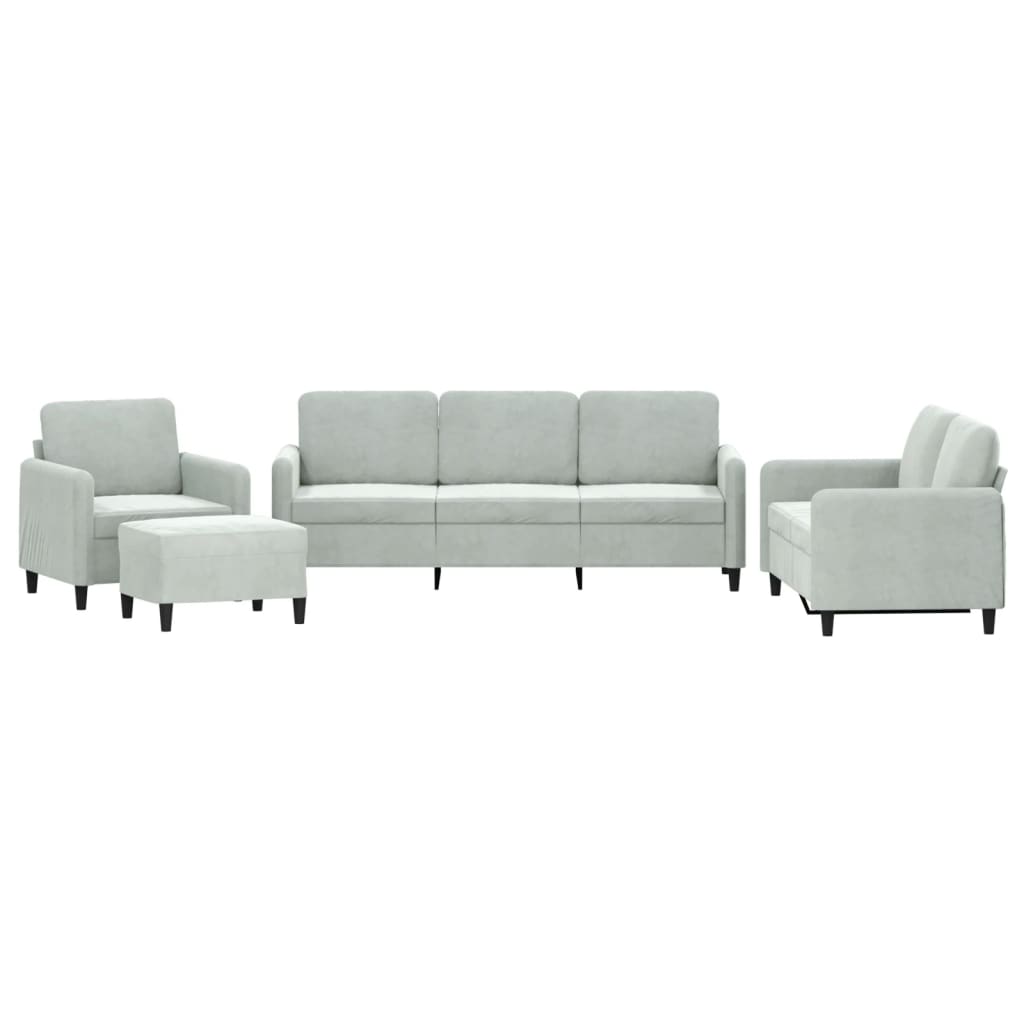 4-dijelni set sofa svjetlosivi baršunasti