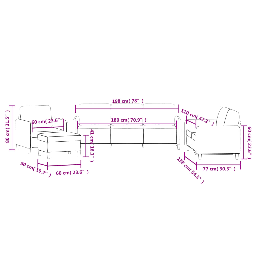 4-dijelni set sofa tamnosivi baršunasti