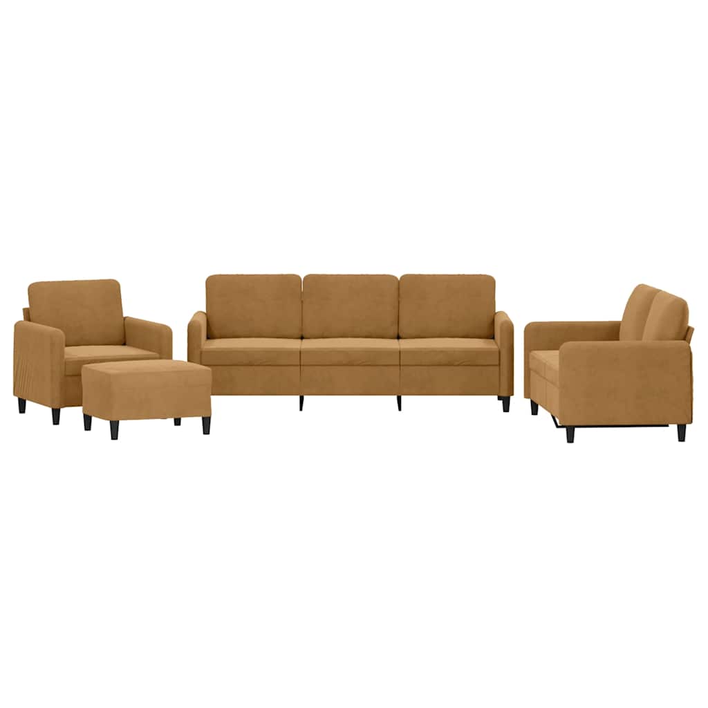 4-dijelni set sofa smeđi baršunasti