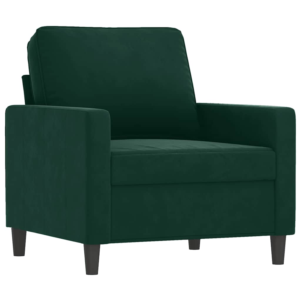 3-dijelni set sofa s jastucima tamnozeleni baršunasti