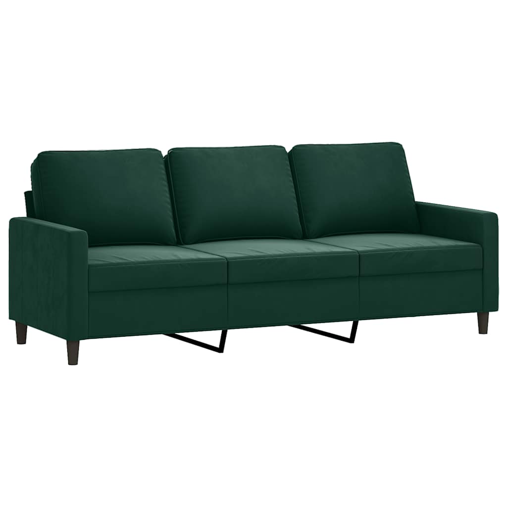 3-dijelni set sofa s jastucima tamnozeleni baršunasti