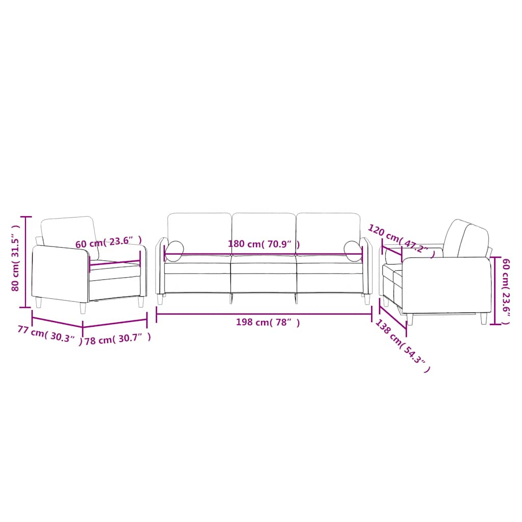 3-dijelni set sofa s jastucima tamnozeleni baršunasti
