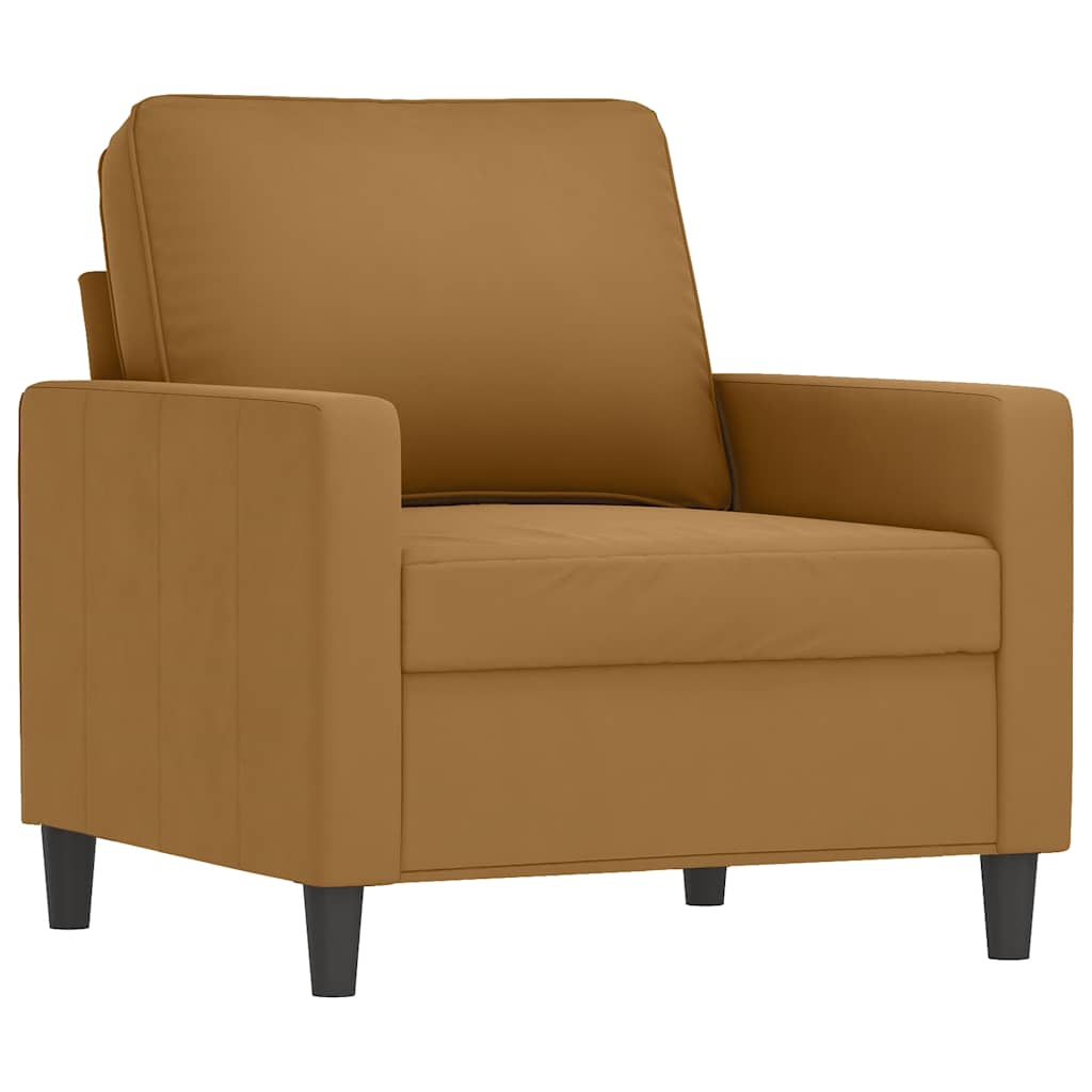 3-dijelni set sofa s jastucima smeđi baršunasti