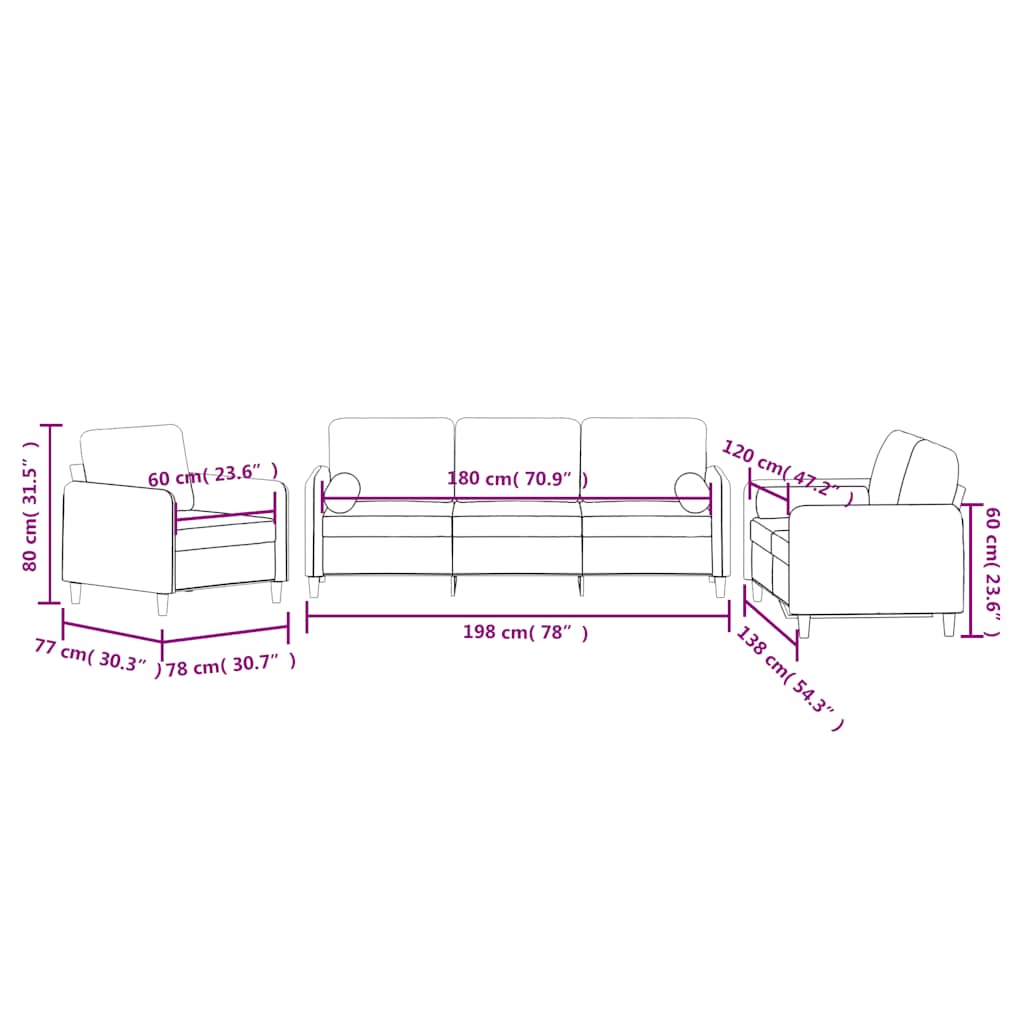3-dijelni set sofa s jastucima plavi baršunasti
