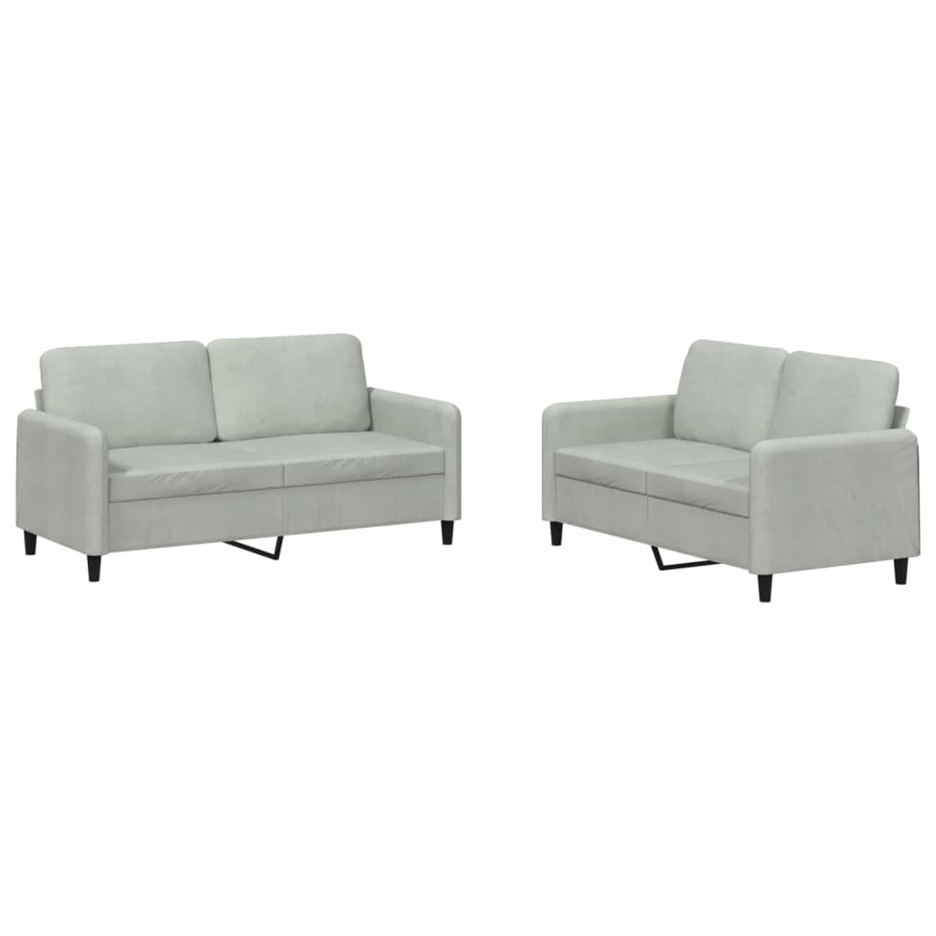 2-dijelni set sofa svjetlosivi baršunasti