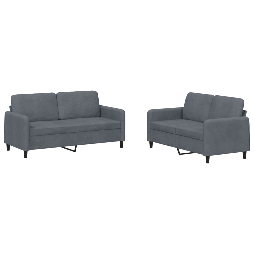 2-dijelni set sofa tamnosivi baršunasti