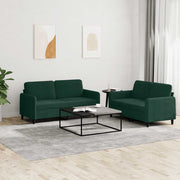 2-dijelni set sofa tamnozeleni baršunasti
