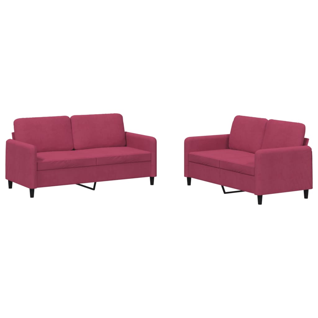 2-dijelni set sofa crvena boja vina baršunasti