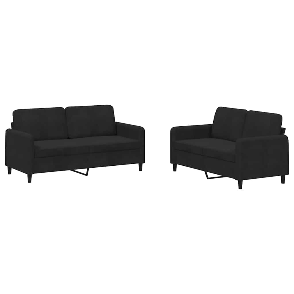 2-dijelni set sofa crni baršunasti
