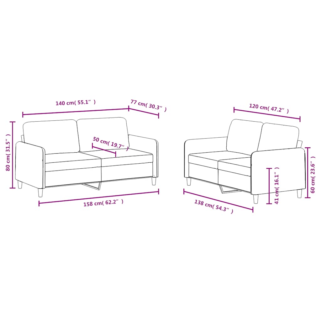 2-dijelni set sofa plavi baršunasti