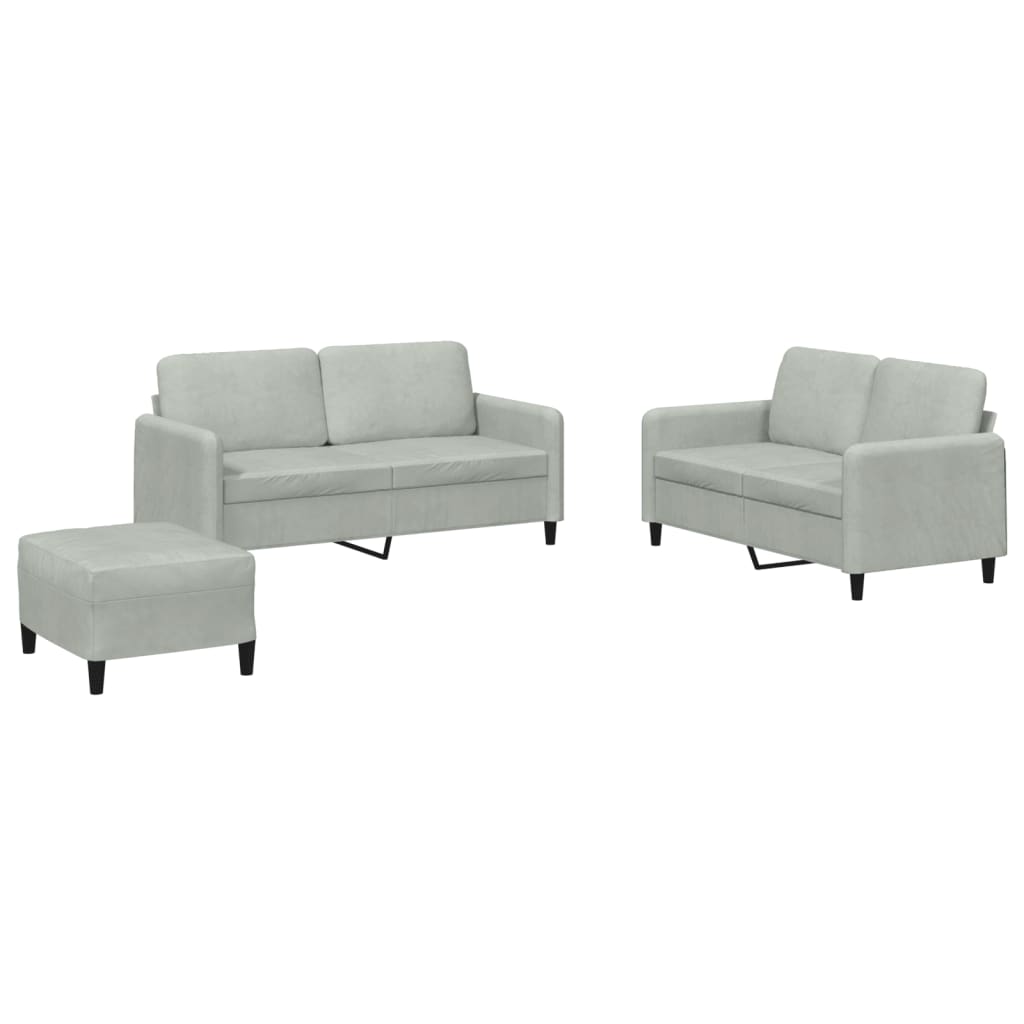 3-dijelni set sofa svjetlosivi baršunasti