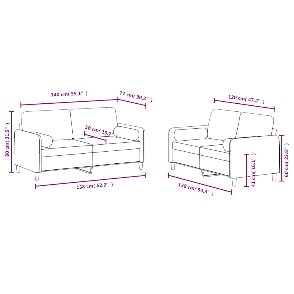 2-dijelni set sofa s jastucima tamnozeleni baršunasti